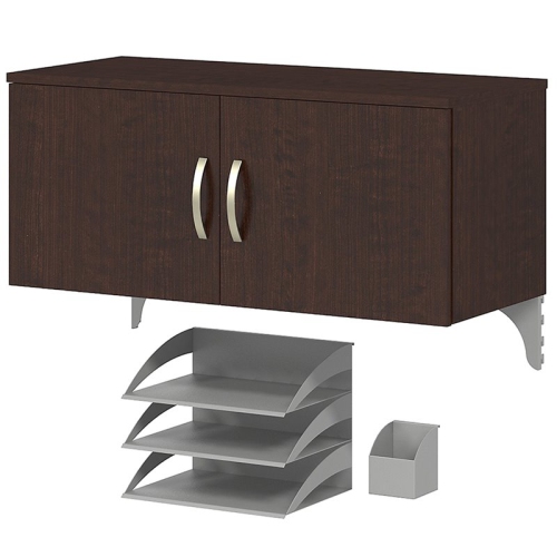 BBF  Bush Business Furniture Office In An Hour Storage Cabinet With Accessories In Mocha Cherry