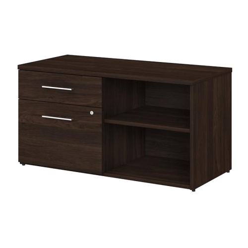 BBF Office 500 Low Storage Cabinet With Drawers In Black Walnut - Engineered Wood Low Storage Cabinet With Drawers