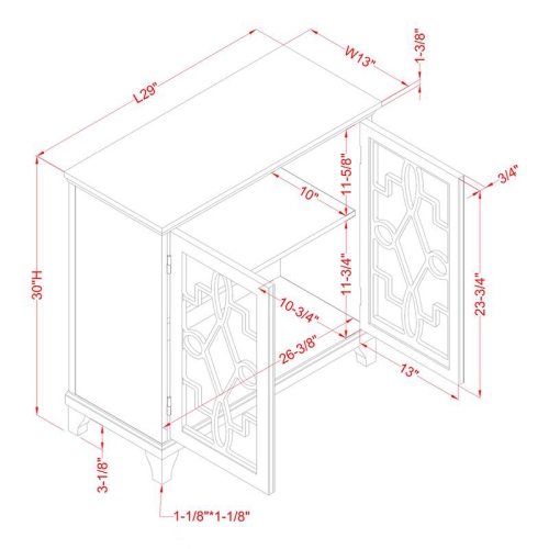 Furniture of America Garville Transitional Wood 2-Shelf Hallway Cabinet in Gray