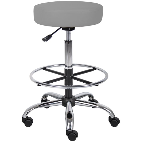 Boss Office Faux Leather Adjustable Medical Drafting Stool in Gray