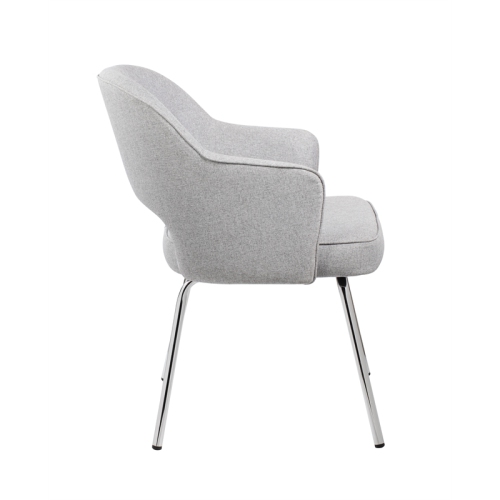 Black CaressoftPlus Modern Side to Dining Chair in Gray Linen