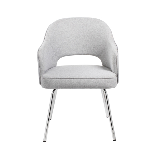 Black CaressoftPlus Modern Side to Dining Chair in Gray Linen