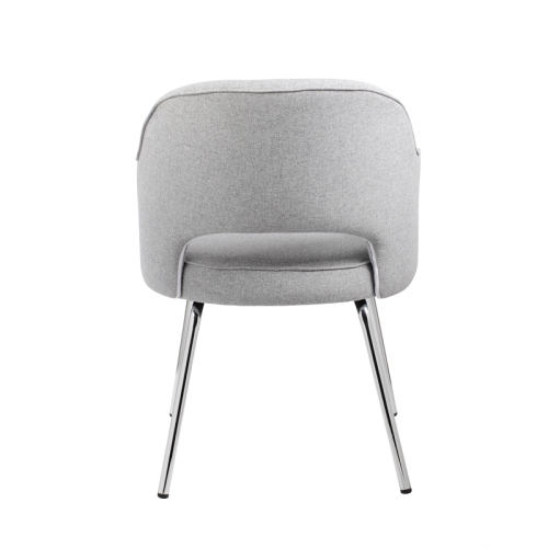 Black CaressoftPlus Modern Side to Dining Chair in Gray Linen