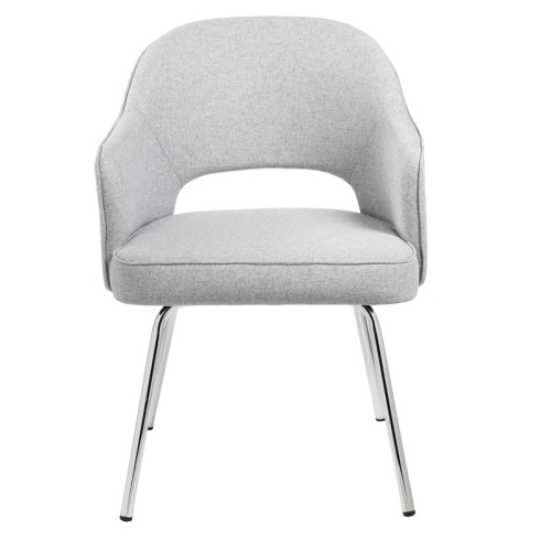 Black CaressoftPlus Modern Side to Dining Chair in Gray Linen