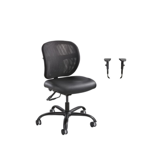 Safco 1 Mesh Big and Tall Office Chair with Alday Arm Set in Black