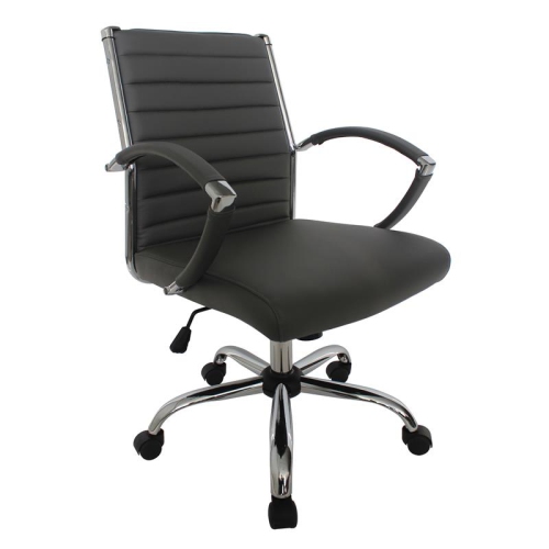 Furniture of America Damse Faux Leather Small Adjustable Office Chair in Gray