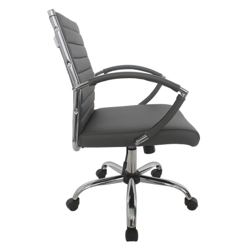Furniture of America Damse Faux Leather Small Adjustable Office Chair in Gray