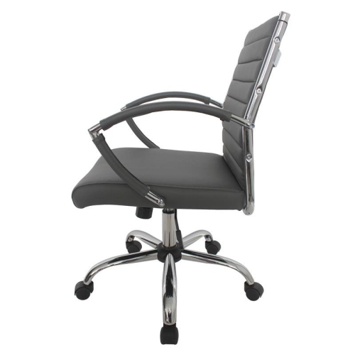 Furniture of America Damse Faux Leather Small Adjustable Office Chair in Gray