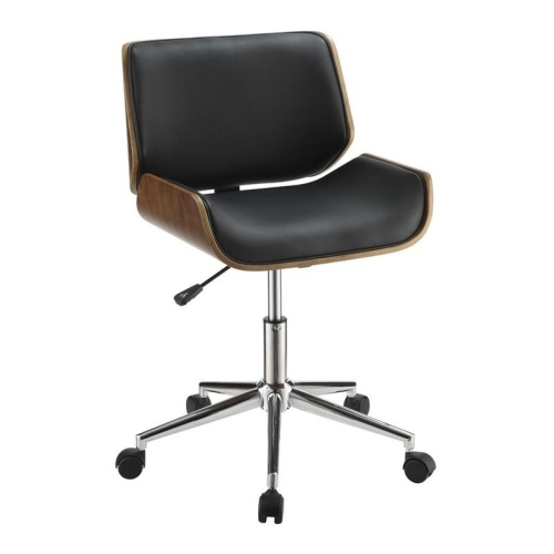 ALLORA  Contemporary Faux Leather Office Chair In Black And Chrome