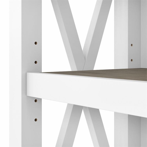 Bowery Hill Coastal Tall 5 Shelf Bookcase in Pure White and Shiplap Gray