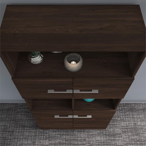 Office 500 5-Shelf Bookcase with Doors in Black Walnut - Engineered Wood