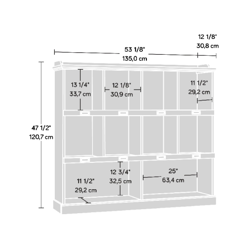Sauder Barrister Lane Engineered Wood 10-Cubby Bookcase in Iron Oak