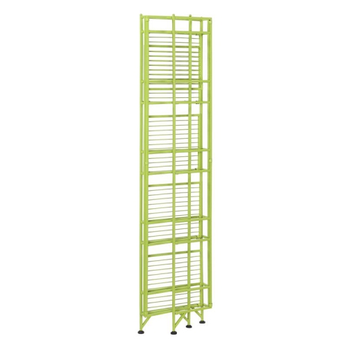 Pemberly Row Five-Tier Folding Shelf with Green Metal Frame
