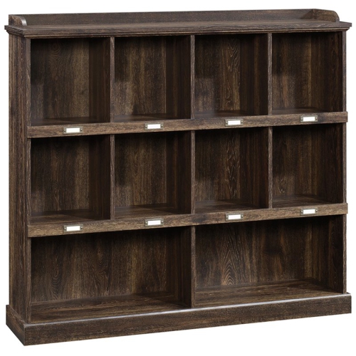 Pemberly Row Engineered Wood 10-Cubby Bookcase in Iron Oak