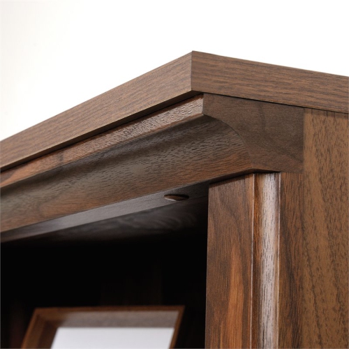 Pemberly Row 3-Shelf 2-Door Tall Wood Bookcase in Grand Walnut
