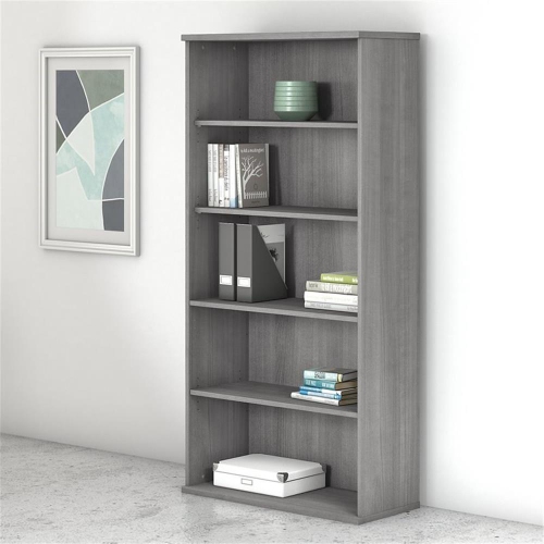 Studio C 5 Shelf Bookcase in Platinum Gray - Engineered Wood