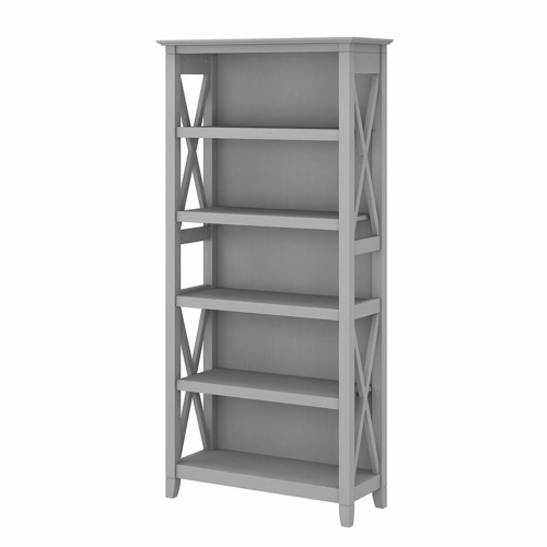 Key West Tall 5 Shelf Bookcase in Cape Cod Gray - Engineered Wood