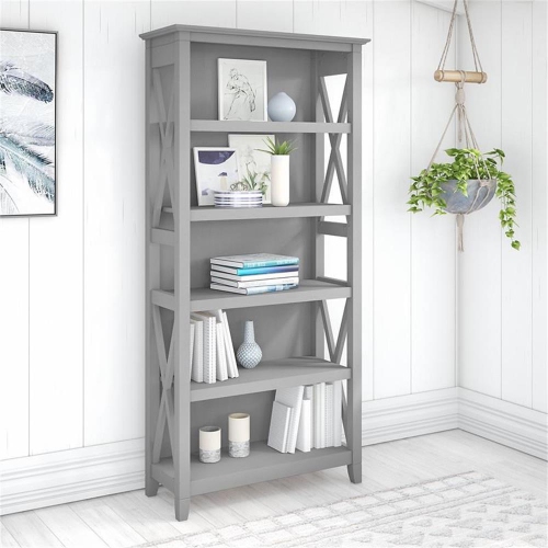 Key West Tall 5 Shelf Bookcase in Cape Cod Gray - Engineered Wood