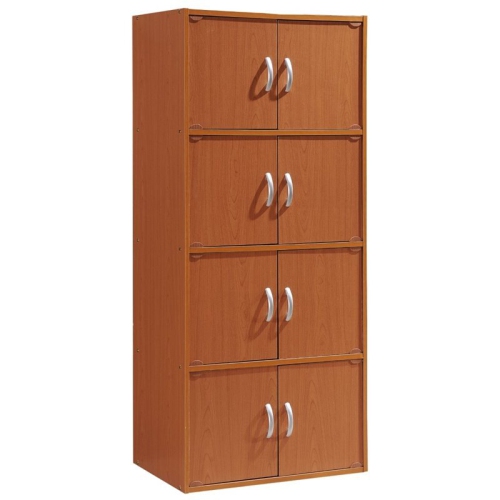 HODEDAH  4 Shelf 8 Door Versatil Wooden Bookcase Cabinet In Cherry Finish