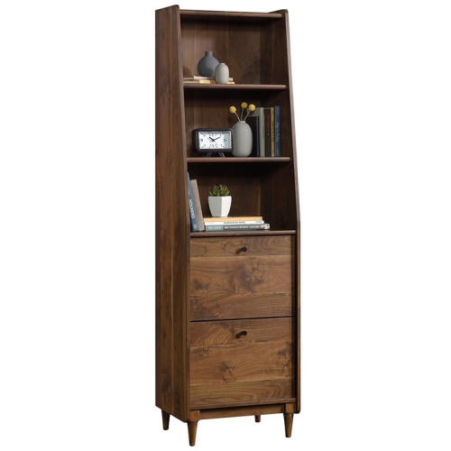Sauder Harvey Park 3 Shelf Narrow Bookcase in Grand Walnut