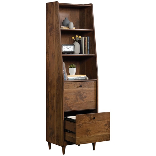 Sauder Harvey Park 3 Shelf Narrow Bookcase in Grand Walnut