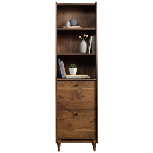 Sauder Harvey Park 3 Shelf Narrow Bookcase in Grand Walnut