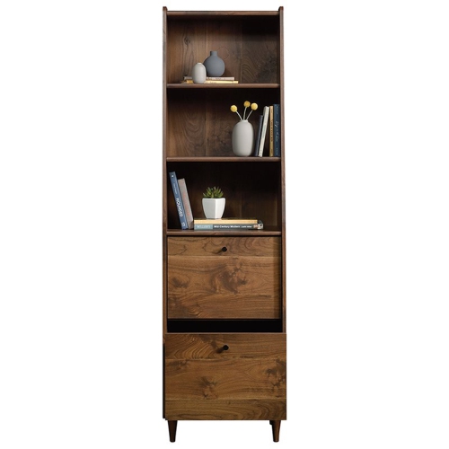 Sauder Harvey Park 3 Shelf Narrow Bookcase in Grand Walnut