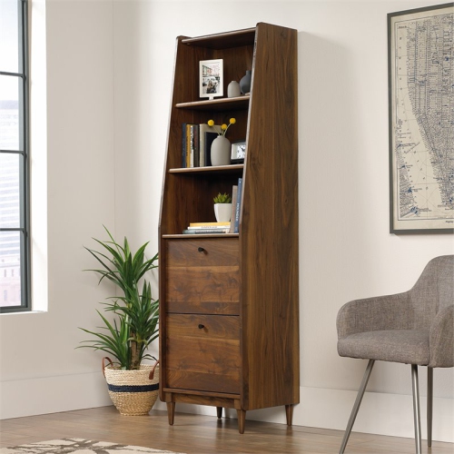 Pemberly Row 3 Shelf Narrow Bookcase in Grand Walnut