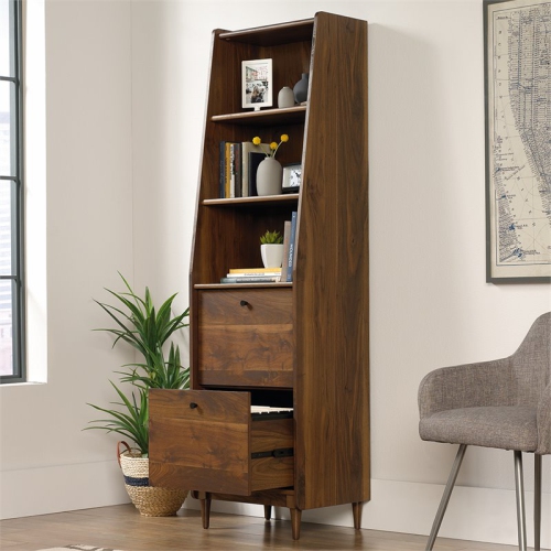 Pemberly Row 3 Shelf Narrow Bookcase in Grand Walnut