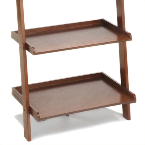 Pemberly Row Ladder Bookshelf in Cherry Wood Finish
