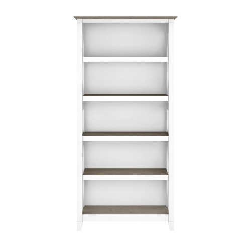 Key West Tall 5 Shelf Bookcase in Pure White and Shiplap Gray - Engineered Wood