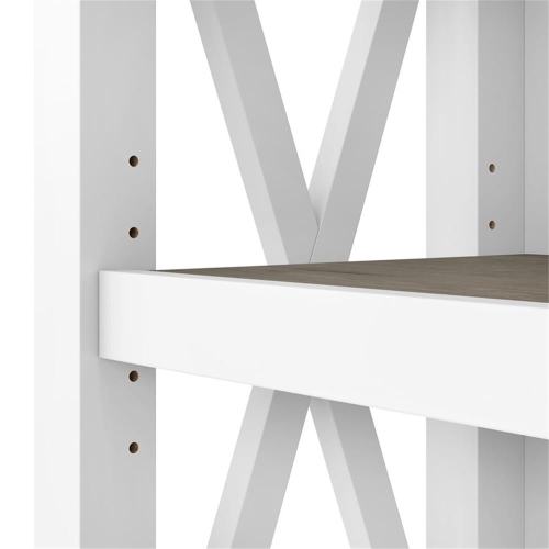 Key West Tall 5 Shelf Bookcase in Pure White and Shiplap Gray - Engineered Wood