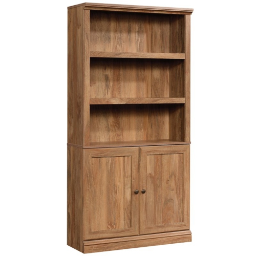 PEMBERLY ROW  Storage 3-Shelf 2-Door Tall Wood Bookcase In Sindoori Beige In Mango