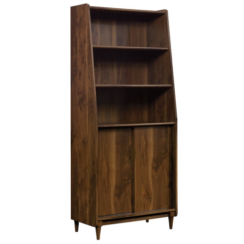 Sauder Harvey Park Engineered Wood Wide Bookcase in Grand Walnut