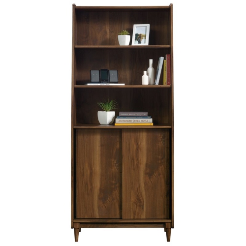 Sauder Harvey Park Engineered Wood Wide Bookcase in Grand Walnut