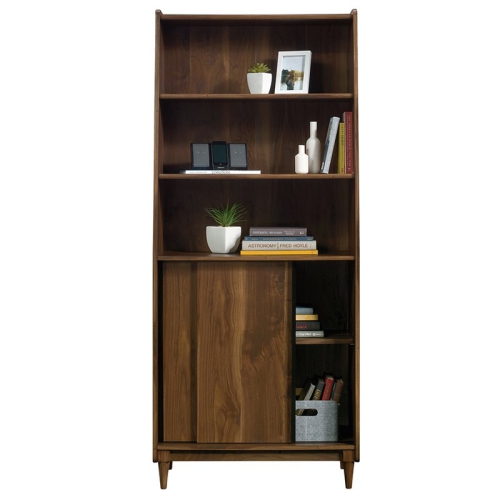 Sauder Harvey Park Engineered Wood Wide Bookcase in Grand Walnut
