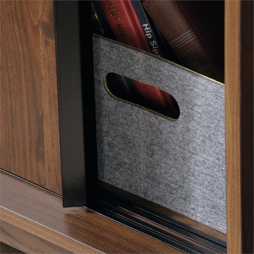 Sauder Harvey Park Engineered Wood Wide Bookcase in Grand Walnut