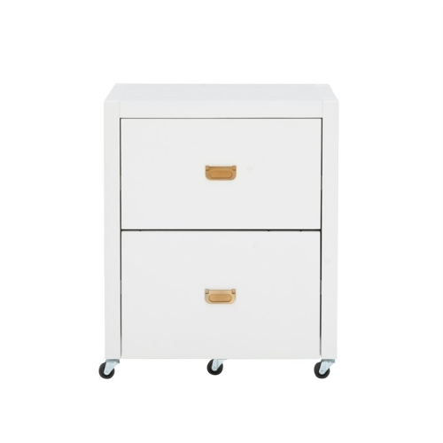 Linon Peggy Rolling Wood File Cabinet in White