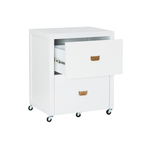Linon Peggy Rolling Wood File Cabinet in White