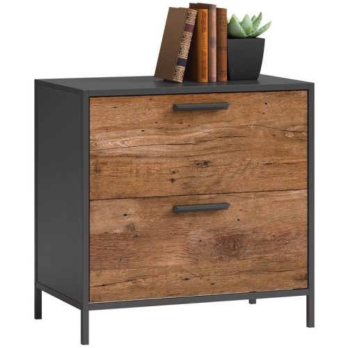 Sauder Boulevard Cafe Lateral File Cabinet with Storage in Vintage Oak Finish