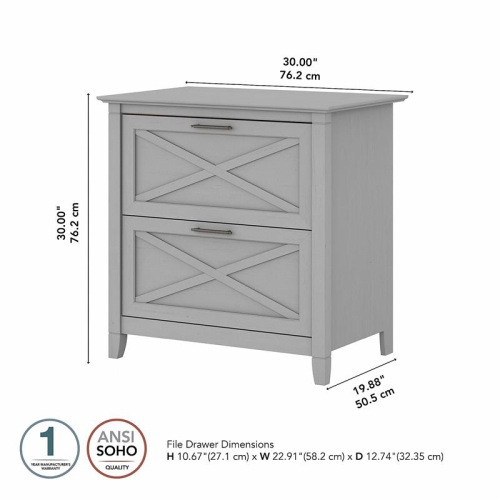 Key West 2 Drawer Lateral File Cabinet in Cape Cod Gray - Engineered Wood