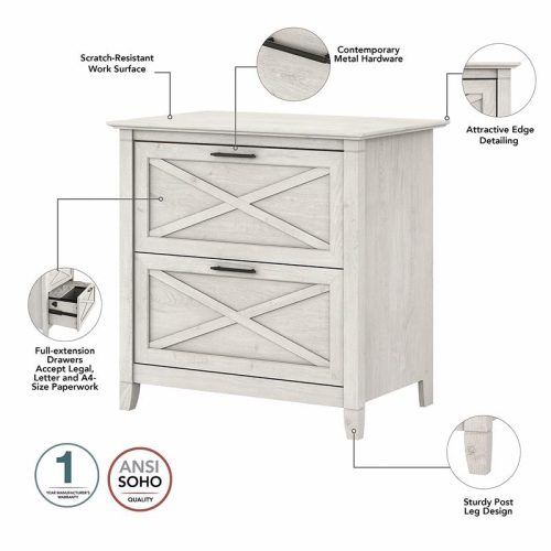Key West 2 Drawer Lateral File Cabinet in Linen White Oak - Engineered Wood