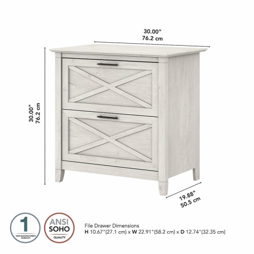 Key West 2 Drawer Lateral File Cabinet in Linen White Oak - Engineered Wood