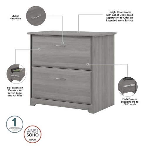 Cabot 2 Drawer Lateral File Cabinet in Modern Gray - Engineered Wood