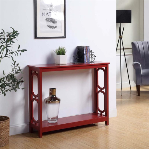Convenience Concepts Omega Console Table in Cranberry Red Wood Finish