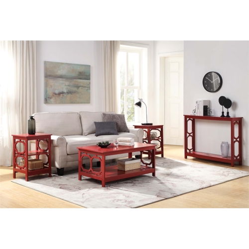 Convenience Concepts Omega Console Table in Cranberry Red Wood Finish