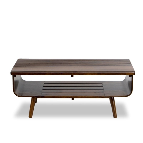 ASHCROFT  Astrid Mid-Century Modern Rectangular Solid Wood Coffee Table In In Brown
