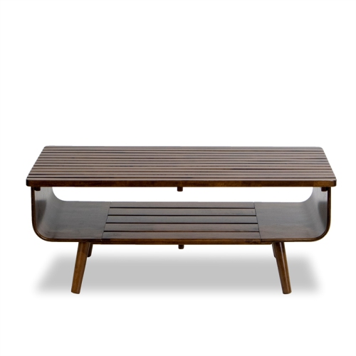 Astrid Mid-Century Modern Rectangular Solid Wood Coffee Table in Brown
