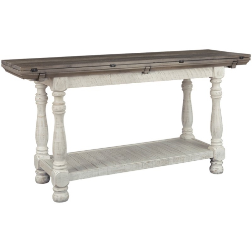 Ashley Furniture – Table console Havalance à plateau rabattable, gris et blanc