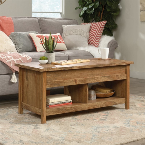 Pemberly Row Engineered Wood Lift Top Coffee Table in Sindoori Mango